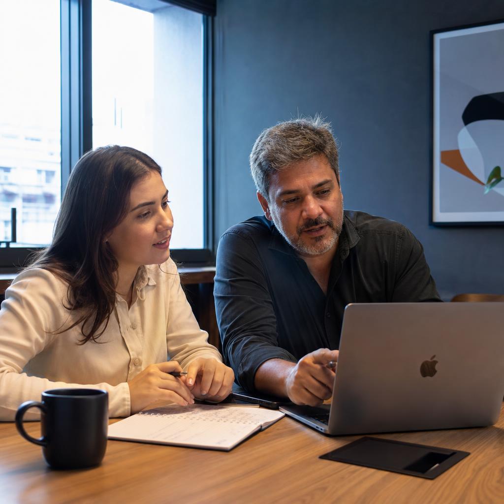 Consultores GMLabs em reunião de diagnóstico estratégico